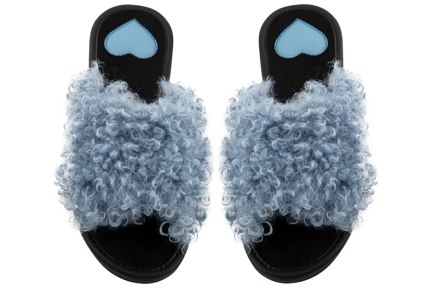 Women's open-toe house slippers made of eco-shearling