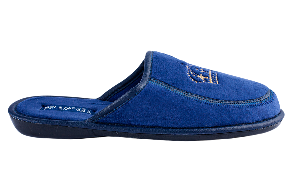 Men's velvet slippers decorated with crown embroidery