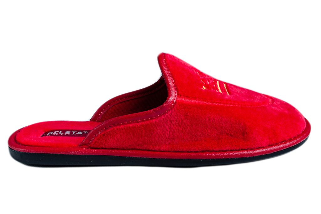 Women's closed velvet slippers with crown embroidery